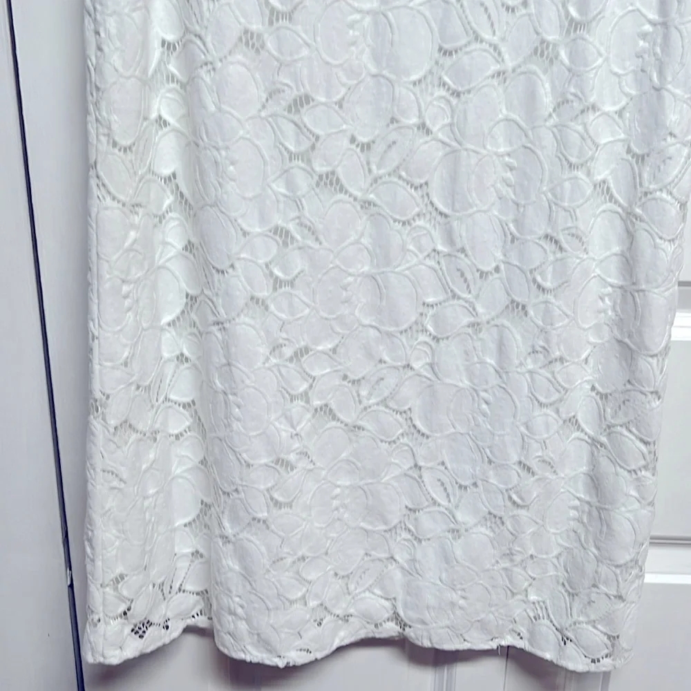Monteau White Lace Flutter Sleeve Pencil Dress Size M